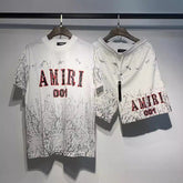 Letter burst cracked mesh breathable suit