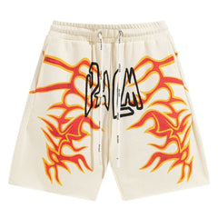 PALM ANGELS GARMENT DYE GRAFFITI FLAMES SWEATSHORTS
