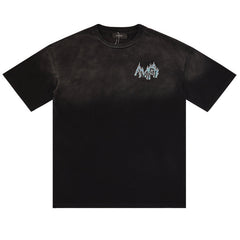 Flame Print Rhinestone Letter T-shirt