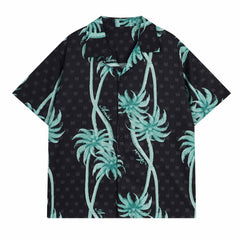 Convertible-Collar Printed Silk Shirt