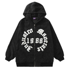 NODP TIFO Embroidered Letter Cardigan Hoodie