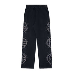 MIXED EMOTION Rhinestone-Emblazoned Logo Pants