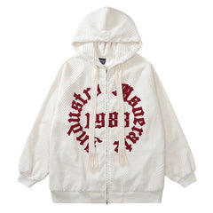 NODP TIFO Embroidered Letter Cardigan Hoodie