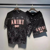 Letter burst cracked mesh breathable suit