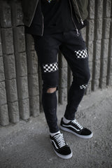 NODP Black Chequered Jeans