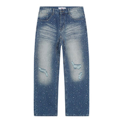 Rhinestone Pattern Jeans #V802