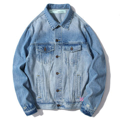 Hand drawn doodle rendering arrow distressed denim jacket