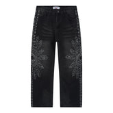 Rhinestone Pattern Jeans #V803