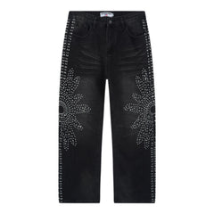 Rhinestone Pattern Jeans #V803