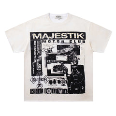 Newspaper Pattern Rhinestone Tee