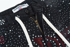 Rhinestone Denim Shorts #V807