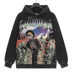 Godspeed Skull Pattern Printed Hoodie