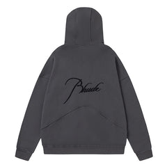 Rhude Logo Embroidery Zip Hoodies