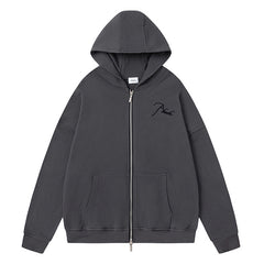 Rhude Logo Embroidery Zip Hoodies