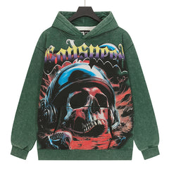 Skull Pattern Printed Hoodie