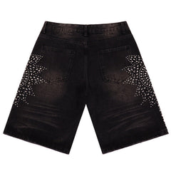 Rhinestone Denim Shorts #8692
