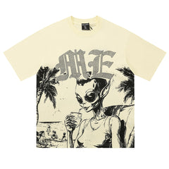 Cream “Beach” Rhinestone Tee