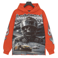 Skull Racing Driver Printed Hoodie