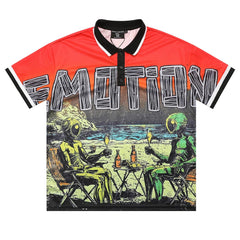 Red “Paradise” Button Up Tee