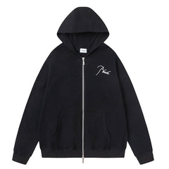 Rhude Logo Embroidery Zip Hoodies