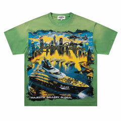Ship Pattern Rhinestone Tee