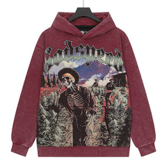 Godspeed Skull Pattern Printed Hoodie
