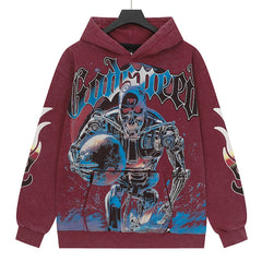 Skull Pattern Printed Hoodie