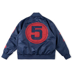 Sp5der Satin Bomber Jacket Blue