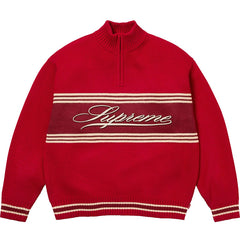 Supreme Script Stripe Half Zip Sweater