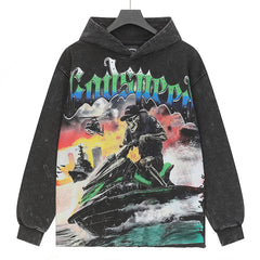Skull Motorboat Printed Hoodie