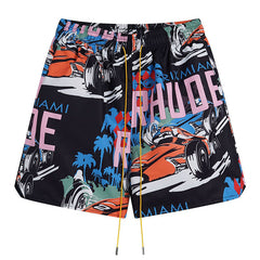 RHUDE X WEBSTER MIAMI RACING LINEN GRAND PRIX BUTTON UP Shorts