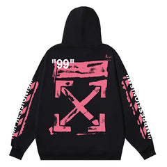 Off White Arrow Pattern Printed Hoodie