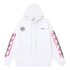 Off White Arrow Pattern Printed Hoodie