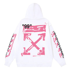 Off White Arrow Pattern Printed Hoodie