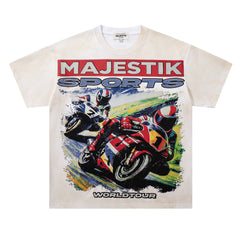 Racing Car Pattern Rhinestone Tee