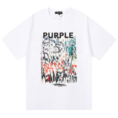 Purple Brand Logo Pattern Print T-Shirt