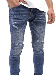 Full Rhinestone Blue Jeans