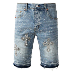 Purple Brand Diamond Denim Shorts #5098