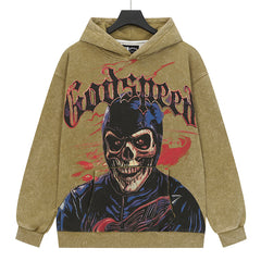 Godspeed Skull Pattern Printed Hoodie