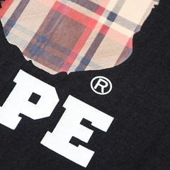 Bape Black And Brown Plaid Small Logo Short Sleeve T-Shirt