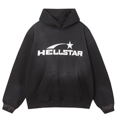 Hellstar Basic Letter Print Casual Hoodie Black