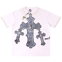Letter Print Washed Distressed Tee