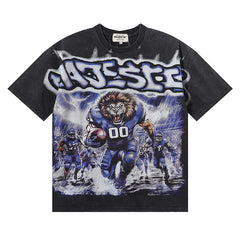 Lion Football Graphic Crop Tee