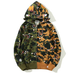 BAPE Colorblock Camo Shark Zipper Hoodie