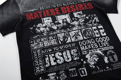 Washed Distressed Rhinestone Tee