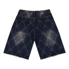 Patterns Denim Shorts #8682