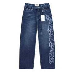 Embroidered Letter Pattern Jeans #V8272