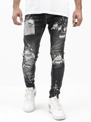 Randomly Distressed Black Jeans