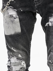 Randomly Distressed Black Jeans