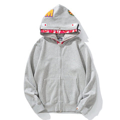 BAPE Double-hat Big Camo Shark Hoodies Grey